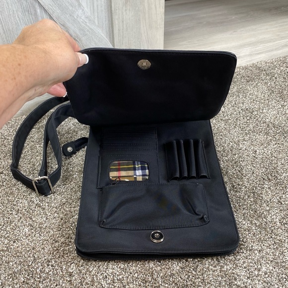 Carlo D' Santi Leather Front Flap Organizer Bag Tote Shoulder Newsboy RARE - Picture 6 of 15